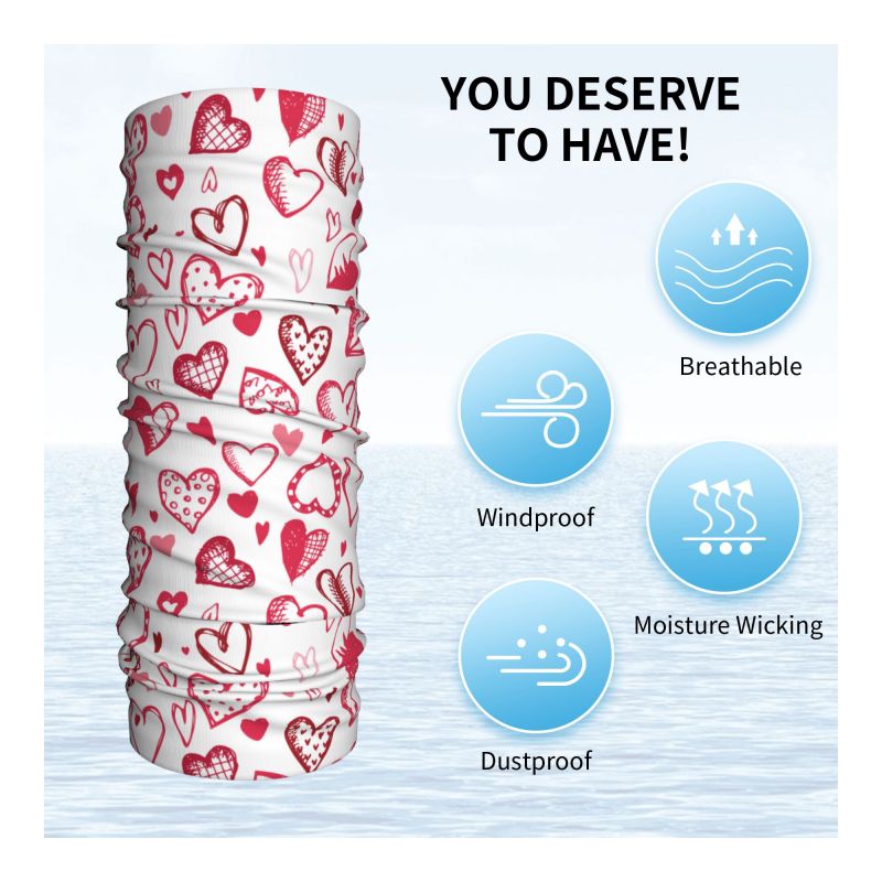 Pink Red Love Hearts Bandana N - Neck Gaiter Face Cover recension och pris